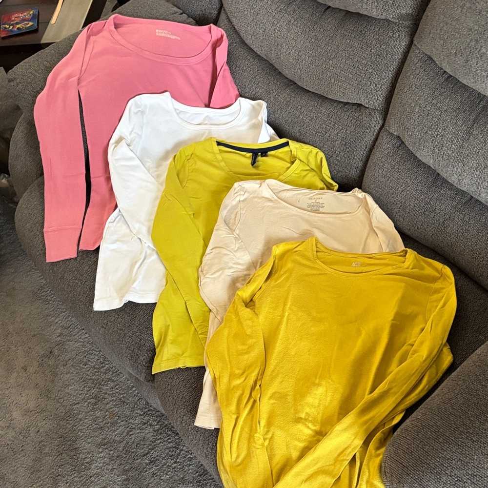 Merona Long Sleeve Tops - Pink, White, Yellow